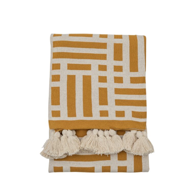 Knitted Tassel Throw Ochre product image