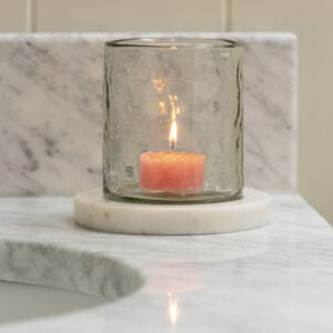 Hammered Glass Tea Light with Marble Base product image